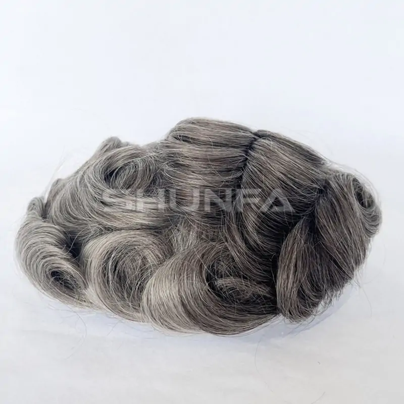 Custom lace toupee-Lace with PU front and poly side and back with different colors front to back
